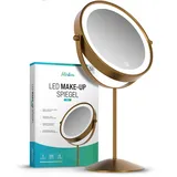 Schminkspiegel - Stehend - Wiederaufladbar - Gold - 1-10-fache Vergrößerung