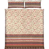 Erwin Müller Mako-Satin Bettwäsche in beige-rot | 200x200 cm 40x80 cm)