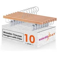 Hermwin 10 Stück Holz Hosenbügel klemmbügel mit Clips und