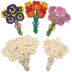 Blumensträuße aus Holz (5 Stück ) Basteln mit Holz