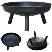 Wolketon Feuerschale Ø 82 cm. Feuerschalen Gusseisen Verzinkt mit Griffen und Abnehmbare Beine. Feuerstelle für den Garten . Feuerkorb und Feuertonne