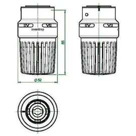 OVENTROP Thermostat Uni LHB Heizkörperthermostat 7-28 °C ohne Nullstellung