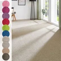 Andiamo Teppichboden ANDIAMO "Ines, Kräuselvelours, Gesamthöhe 8,5 mm, Luxusklasse LC2", beige, B:400cm L:600cm, Kunstfaser, Teppiche, Uni Farben, Breite 400 cm, strapazierfähig & pflegeleicht