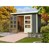 Gartenhaus Gerätehaus Schuppen KARIBU Fichte grau Pultdach Holz Holzhaus Garten