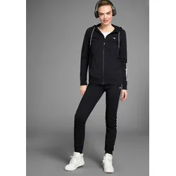 Jogginganzug KANGAROOS, Damen, Gr. 48, schwarz, angeraute Sweatware, Obermaterial: 60% Baumwolle, 40% Polyester, unifarben, sportlich, bequem, Sportanzüge, KangaROOS