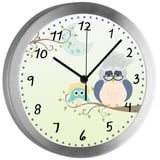 CreaDesign Funkwanduhr Funkuhr, Kinder Wanduhr, Kinderuhr, Kinderzimmer Eule Opa (geräuscharmes Uhrwerk) bunt