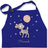 Kinderschürze Schürze Kinder Jungen Mädchen - Tiere - Süßes Reh Rehkitz - 2-6 Jahre - Royalblau - kochschürze junge tier name backschürze kinderkochschürzen tieren rehe schuerzen - 2-6 Jahre