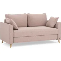 BRUNO Schlafsofa 140cm in Blush Rosa | stabiles Massivholz & Boxspringkomfort