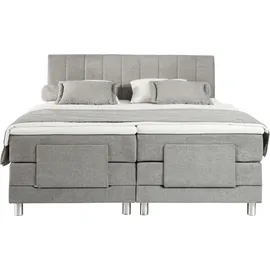 Alina Boxspringbett ALINA "Elsa mit Motor", grau (hellgrau gcp 49), B:161cm L:220cm, Chenille GCP (100% Polyester), Komplettbetten, Boxspringbett, inklusive Matratze und Topper, in verschiedenen Größen und Härtegraden