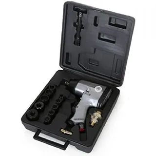 Eberth 1/2 Druckluft Schlagschrauber mit Koffer und umfangreichem Zubehör (311 Nm Drehmoment, 100 mm Verlängerung, Drehmomentregler,