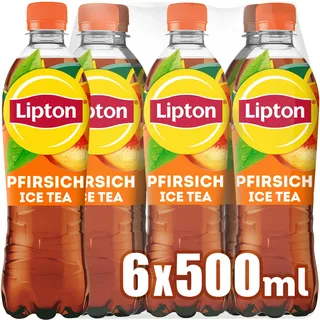 LIPTON ICE TEA Peach, Eistee mit Pfirsich Geschmack, EINWEG (6 x 0.5 l)