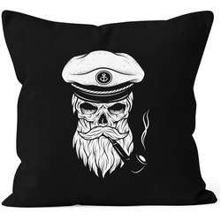 Autiga Dekokissen Kissenbezug Totenkopf Kapitän Captain Skull Bard Hipster Seemann 40×40 Autiga® schwarz