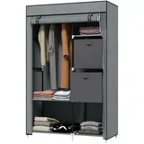 Homcom Stoffschrank mit Schubladen, Kleiderstange und Reißverschluss, Stoffkleiderschrank Faltschrank für Schlafzimmer, Kleiderschränke
