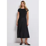 STREET ONE Damen A144564 Kleid mit Plissée-Rock, Schwarz, 46 - 46