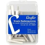 Läufer 69608 Ersatzradierer in 2 Größen für Elektrischer Radiergummi, 25 Stück Ø 2,3 und 25 Stück Ø 5 mm, wiederverschließbare Box, für batteriebetriebenen Läufer Radierstift