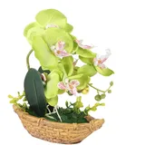 PRETYZOOM Künstliche Phalaenopsis Orchidee im Topf Orchideen Blumentopf mit Seidenblumen Optik Pflegeleicht ohne Gießen Deko für Balkon Garten