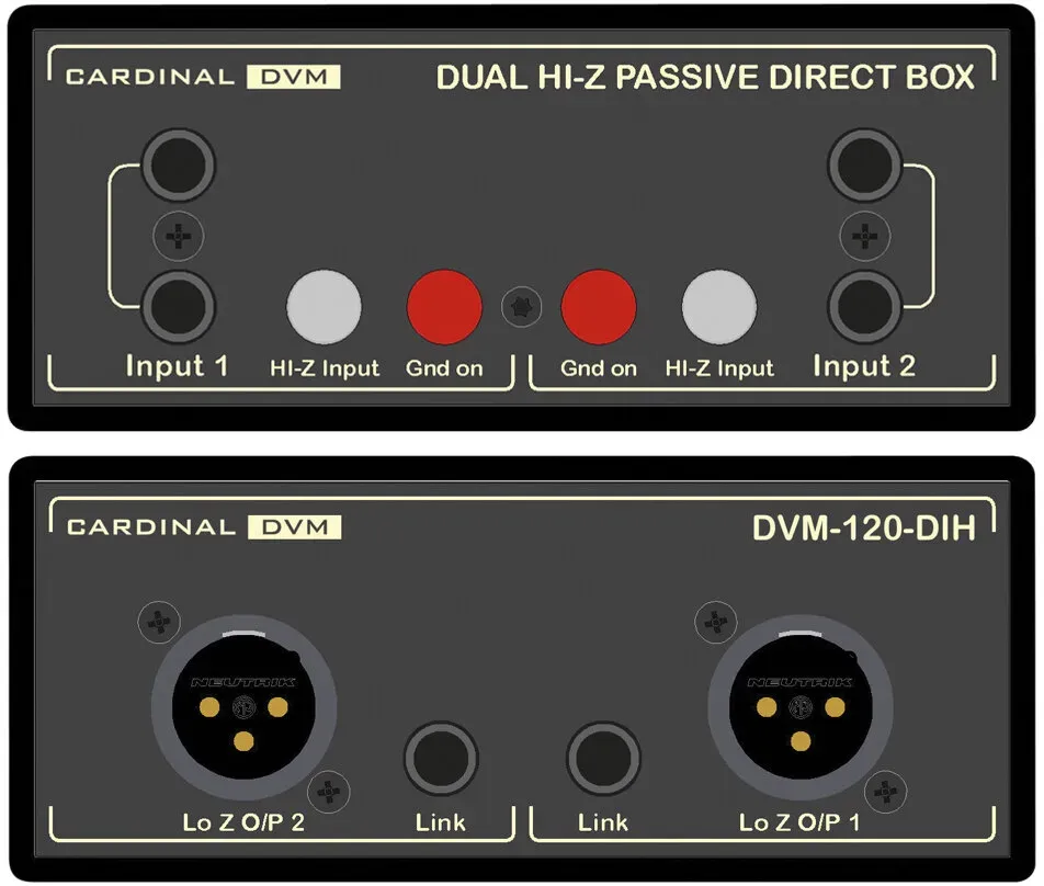 CARDINAL DVM HighZ DI-Box BIG BRICK, Professional, B x H x T: 120 mm x 51 mm x 260 mm