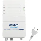 Edision LIA-200 Hausanschlussverstärker UHF/VHF, 12-24db, 104dBmV, Frequenzbereich 47-694Mhz, geeignet für Kabelfernsehen digital und Terrestrisch DVB-T/T2, 5G LTE Filter, 1 Eingang, 2 Ausgänge