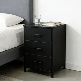 Relaxdays Nachtschrank 3 Schubladen 60 x 40 x 40 cm Schwarz