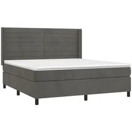 vidaXL Boxspringbett mit Matratze & LED Dunkelgrau 160x200 cm Samt