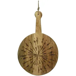 Schneidebrett Servierbrett rund Mangoholz mit Griff Serviertablett 46cm natur