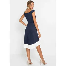 bonprix Off-Shoulder-Kleid Blau/Weiß 48/50