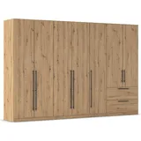 Kleiderschrank RAUCH "Drehtürenschrank Schrank Garderobe Wäscheschrank Schlafzimmer AVOLA", braun (eiche artisan), B:315cm H:229cm T:54cm, Holzwerkstoff, Schränke, Kleiderschrank, mit hochwertigen Stangengriffen in Schwarz aus Metall MADE IN GERMANY