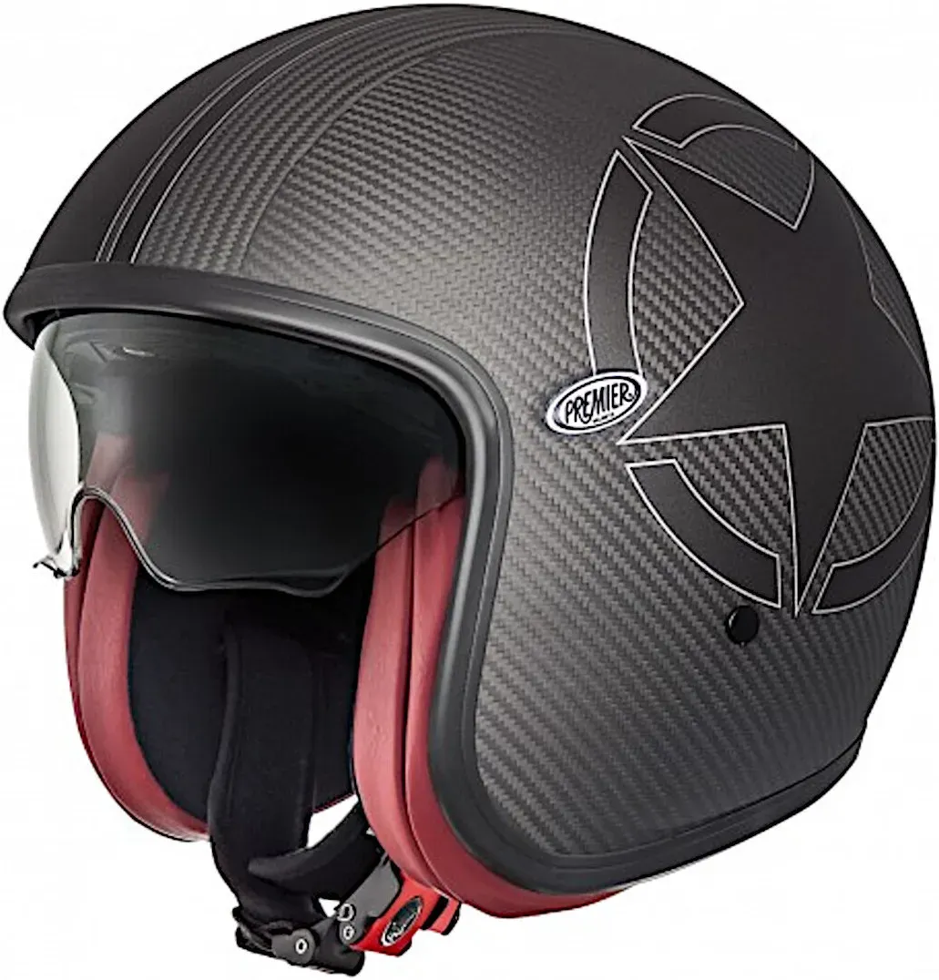 Premier Vintage Carbon Star Jet Helm, zwart, XS Voorman