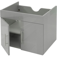 Mendler Waschbeckenunterschrank HWC-D16, Waschtischunterschrank Waschtisch Unterschrank Badm√∂bel, MVG hochglanz 60cm ~ grau