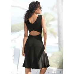 Jerseykleid LASCANA, Damen, Gr. 40, N-Gr, schwarz, Jersey, Obermaterial: 100% Viskose, unifarben, modisch, figurumspielend knieumspielend, Rundhals, ohne Ärmel, Kleider, mit Rückenausschnitt, Sommerkleid mit Cut-Outs, Basic