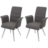 MCW Esszimmerstuhl G55 2er-Set Grau-Braun mit Armlehne