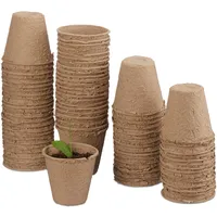 Relaxdays Anzuchttopf rund 8 cm beige
