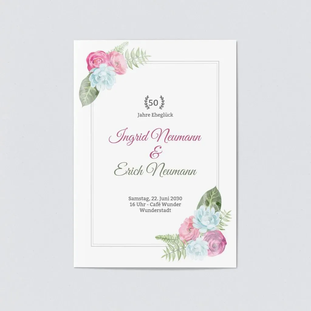 Karten Hochzeitstag (5 Karten) selbst gestalten, Blüten - Weiß