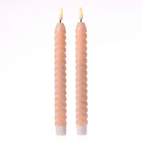 MARELIDA LED Stabkerzen TWIST Tafelkerzen Echtwachs 25cm Timer rosa