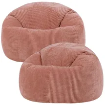 I.C.O.N. Icon Kingston Sitzsack Cord, Hellrosa, 2er Pack, Sitzsack Erwachsene mit Füllung, Bean Bag, Cord Sessel, Lounge Sessel, Lounge Stuhl, Schlafzimmer, Wohnzimmer, Wohnzimmer Möbel