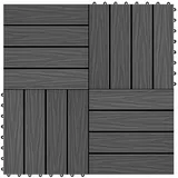 vidaXL Terrassenfliesen 11 Stk. Tief Geprägt WPC 30x30cm 1 qm Schwarz