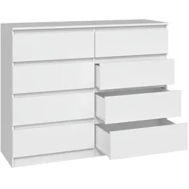 Top e shop Topeshop M8 120 BIEL, Weiß, 8 Schublade(n), Partikelbord, Einfarbig, Modern, Partikelbord - Weiß