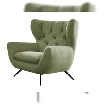 KAWOLA Hochlehnsessel CHARME Cord 100 x 106 x 95 cm Grün mit Kissen