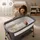 Moby-System Babybett freistehend & faltbar mit Matratze und Rollen – Moby-System Mili grau, 0–6 Monate,