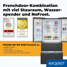 Exquisit FD5490-160-WS-202E French Door (506 l, 1830 mm hoch, Inoxlook-az)