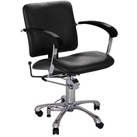 Comair London D Professioneller Friseurstuhl mit hydraulisch arretierbarer Pumpe, beweglicher einstellbarer Rückenlehne, Rollen und Stopper schwarz