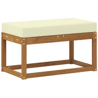 vidaXL Outdoor Hockerbank mit Kissen Natur und Creme 79 x 43 x 37 cm