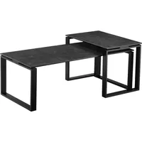 hom'in Hom`in Couchtischset, Schwarz, Dunkelgrau, Metall, Glas, Keramik, 2-teilig, rechteckig, rostfrei, Wohnzimmer, Wohnzimmertische, Couchtische, Glas-Couchtische