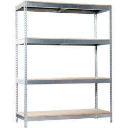 SimonRack Metallregal ohne Schrauben mit Simonforte 4 Regale. Galva Farbe/Holz 2000x1500x600 mm