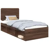vidaXL Bettrahmen Braun Eichen-Optik 90 x 190 cm Massives Kiefernholz 3412548
