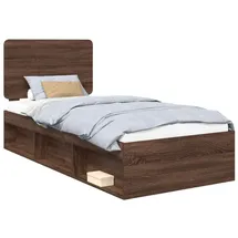 vidaXL Bettrahmen Braun Eichen-Optik 90 x 190 cm Massives Kiefernholz 3412548