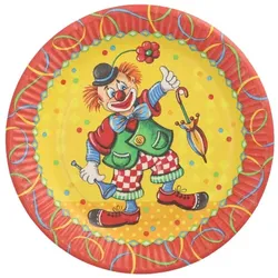 50 Teller, Pappe rund Ø 23 cm Clown