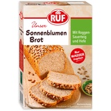 RUF Sonnenblumen Brot, nur Wasser hinzufügen, Brotbackmischung mit Sonnenblumenkernen, Brotteigmischung mit Roggen-Sauerteig und Hefe für Sonnenblumenkernbrot, 1 x 410g