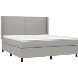 vidaXL Boxspringbett mit Matratze & LED Hellgrau 180x200 cm Stoff