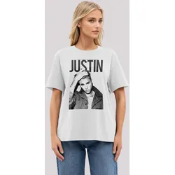 T-Shirt F4NT4STIC "Justin Bieber", Damen, Gr. XS, weiß (off, weiß), Obermaterial: 100% Baumwolle, casual, oversize, Rundhals, Kurzarm ohne Bündchen, Shirts, Premium Qualität